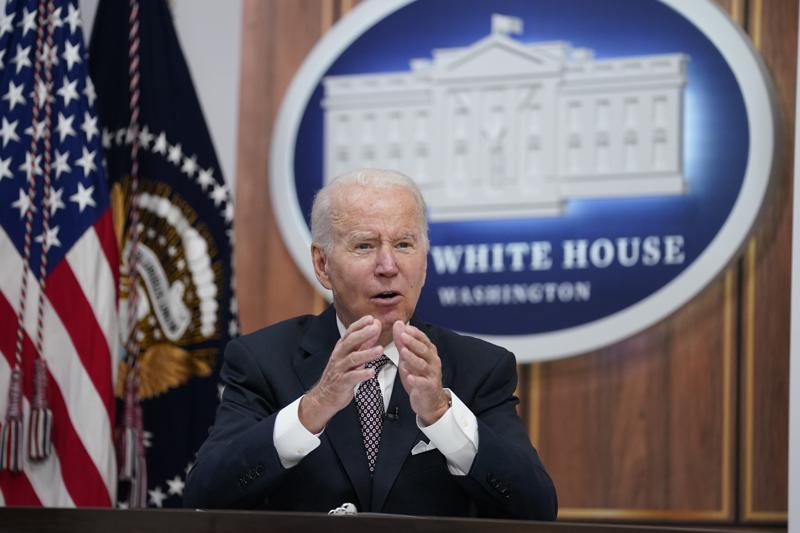 FILE - President Joe Biden speaks during the Major Economies Forum on Energy and Climate in the South Court Auditorium on the White House campus,, June 17, 2022, in Washington. A growing and overwhelming majority of Americans say the U.S. is heading in the wrong direction, including nearly 8 in 10 Democrats, according to a new poll that finds deep pessimism about the economy continues to plague President Joe Biden.  (AP Photo/Evan Vucci, File)