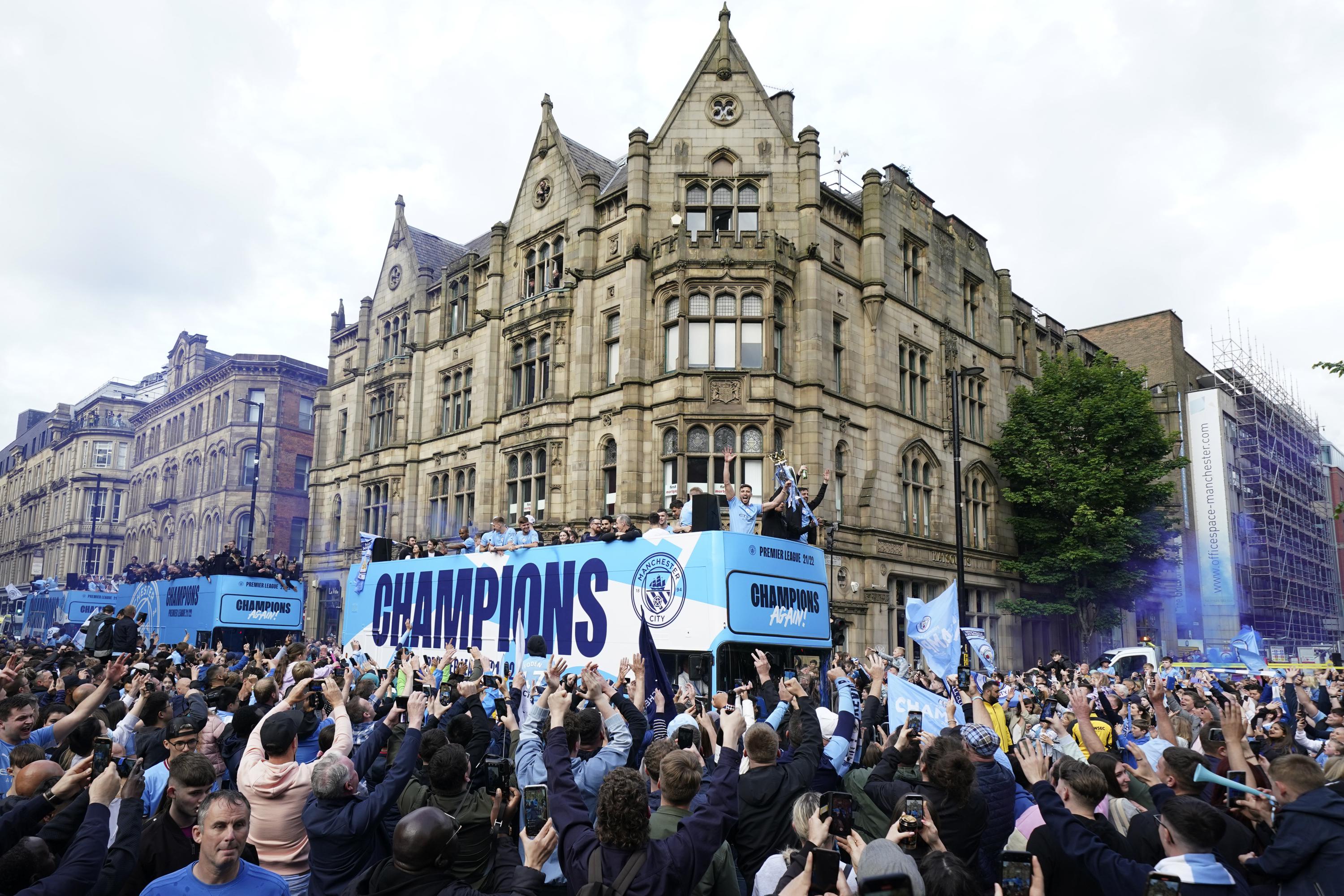 City celebrates EPL title with Manchester parade AP News