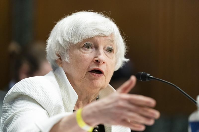 Department of the Treasury Secretary Janet Yellen testifies during a Senate Finance Committee hearing to examine President Joe Biden's proposed budget request for fiscal year 2023, on Capitol Hill, Tuesday, June 7, 2022, in Washington. (AP Photo/Manuel Balce Ceneta)