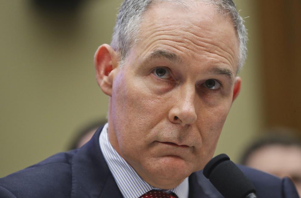 FILE - Then Environmental Protection Agency Administrator Scott Pruitt listens to questions as he testifies before the House Energy and Commerce subcommittee hearing on Capitol Hill in Washington on April 26, 2018. The scandal-ridden former head of the Environmental Protection Agency has filed to run for an open U.S. Senate seat in Oklahoma. (AP Photo/Pablo Martinez Monsivais)