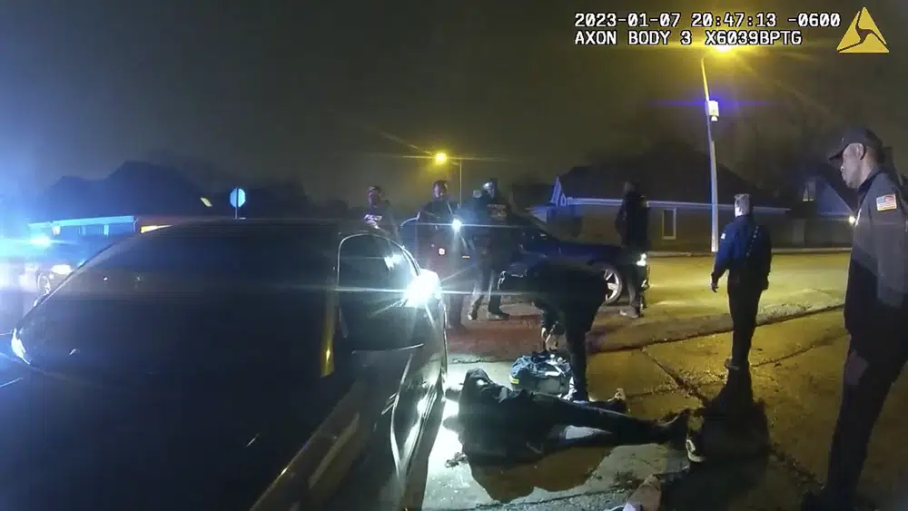The image from video released on Jan. 27, 2023, by the City of Memphis, shows Tyre Nichols being treated by paramedics after a brutal attack by five Memphis police officers on Jan. 7, 2023, in Memphis, Tenn. Nichols died on Jan. 10. The five officers have since been fired and charged with second-degree murder and other offenses. (City of Memphis via AP)