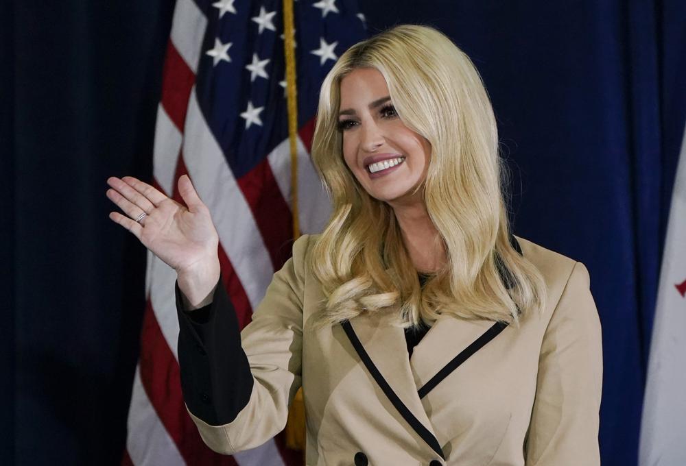 FILE - Ivanka Trump, daughter and adviser to President Donald Trump, waves to supporters during a campaign event Nov. 2, 2020, at the Iowa State Fairgrounds, in Des Moines, Iowa. The House committee investigating the U.S. Capitol insurrection is asking Ivanka Trump, daughter of former President Donald Trump, to voluntarily cooperate with its investigation. (AP Photo/Charlie Neibergall, File)