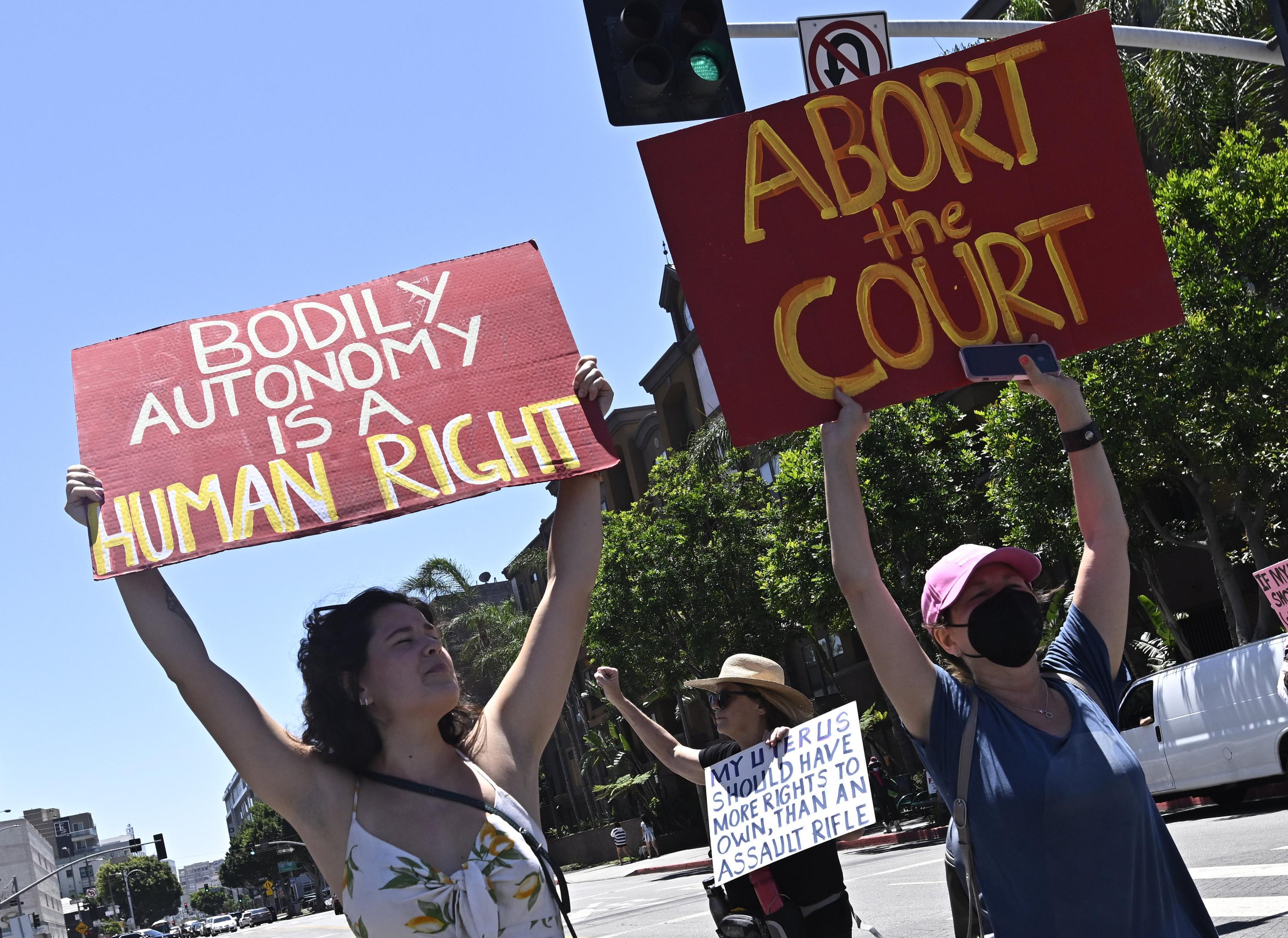 Abortion rights protesters fill California streets AP News