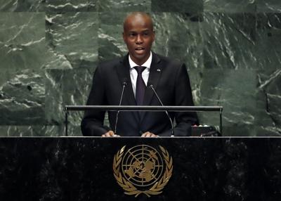El presidente haitiano Jovenel Moïse da un mensaje ante la Asamblea General de la ONU, el 27 de septiembre de 2018, en la sede de la organización en Nueva York. (AP Foto/Richard Drew, archivo)