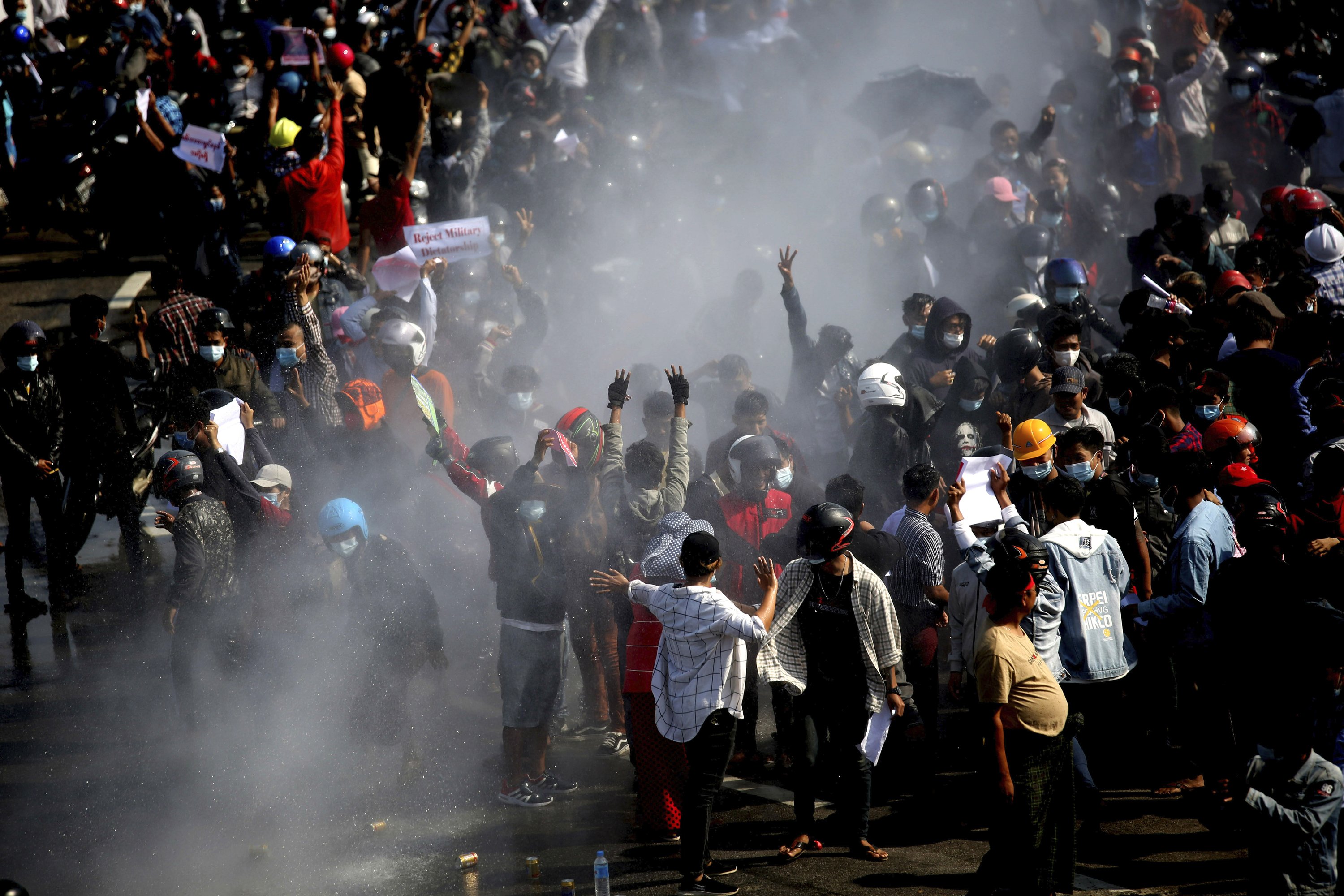 Water fired at the crowd as anti-coup protests rise in Myanmar