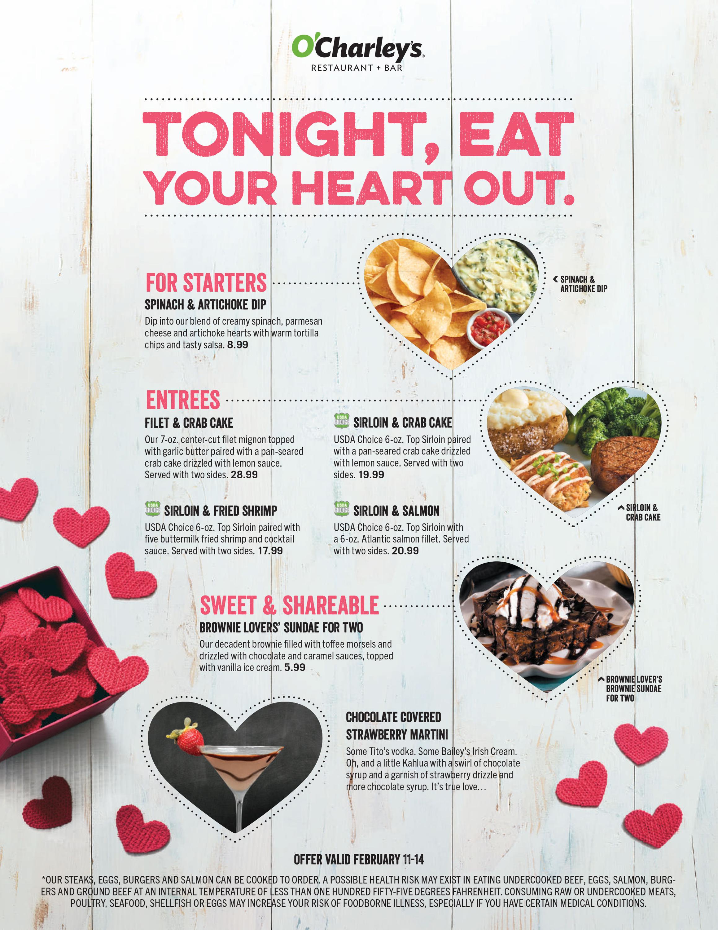 O’Charley’s Announces Special Valentine’s Day Menu Worth Every Ounce of