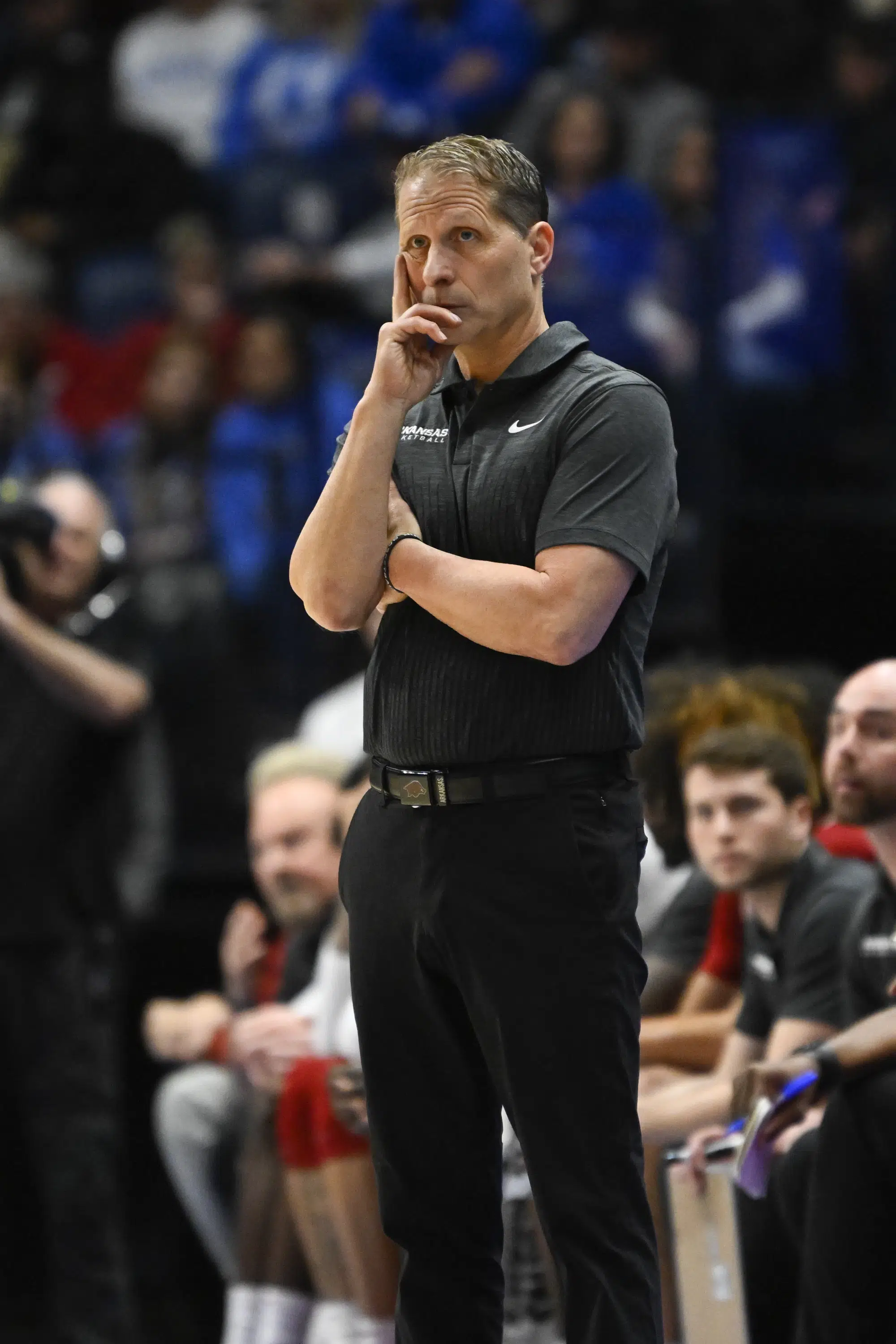 Arkansas coach Musselman upset in SEC loss to No. 18 Aggies