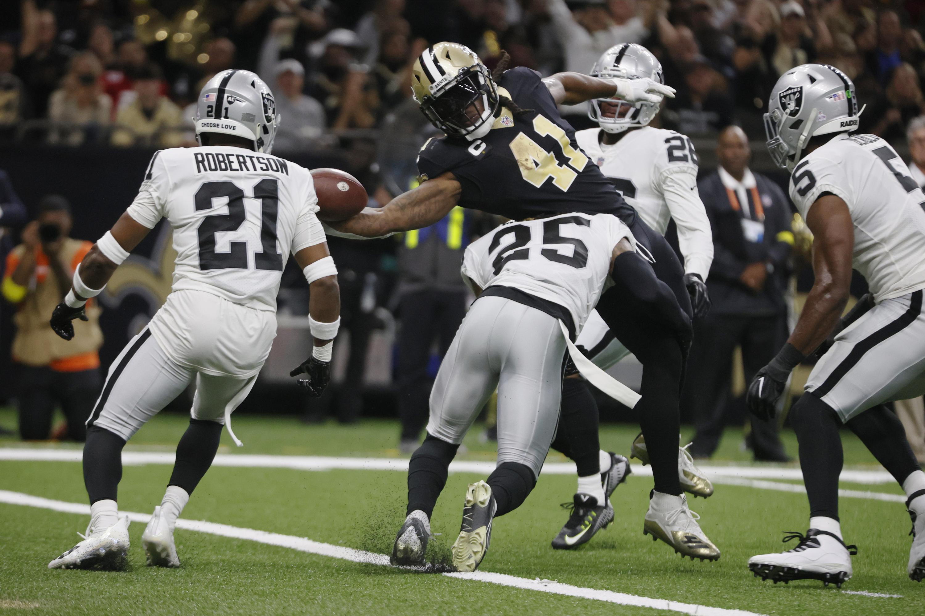 Saints ride Kamara's 3 TDs, defense to 240 win over Raiders AP News