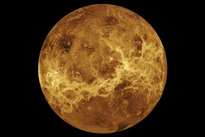 ARCHIVO - En esta imagen proporcionada por la NASA se ve al planeta Venus a partir de datos captados por las naves espaciales Magellan y Pioneer Venus Orbiter. (NASA/JPL-Caltech, archivo vía AP)