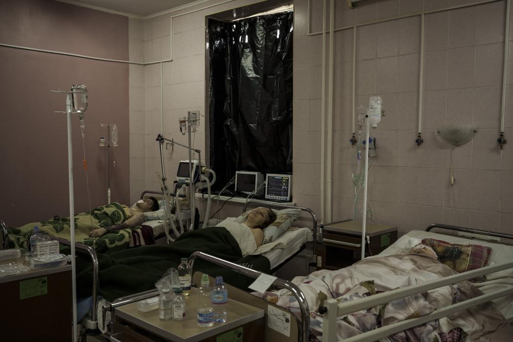 Civilians injured in a Russian attack are treated at a hospital in Kharkiv, Ukraine, Saturday, April 16, 2022. (AP Photo/Felipe Dana)