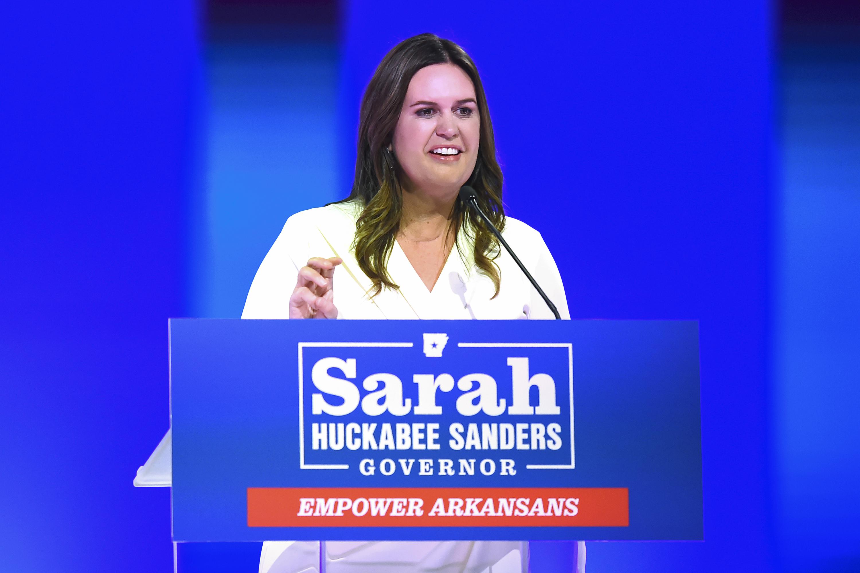 Sarah Huckabee Sanders 1st woman elected Arkansas governor AP News