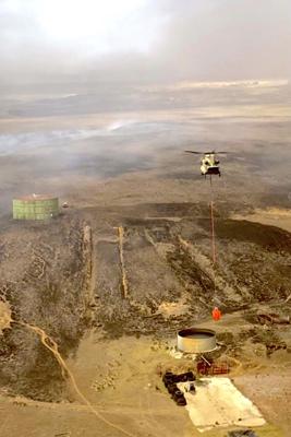 El incendio forestal en Oahu, Hawai, el 2 de agosto del 2021. (Foto cortesía de la 25ta Brigada de Aviación del Ejército de Estados Unidos vía AP)