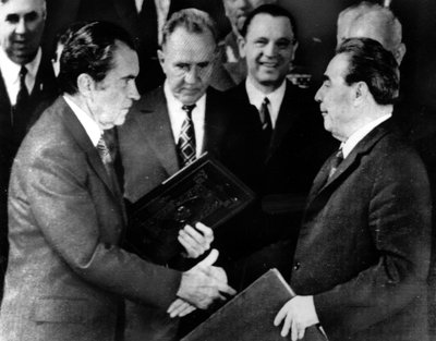 Image result for Nixon shakes hands with Brezhnev in Moscow