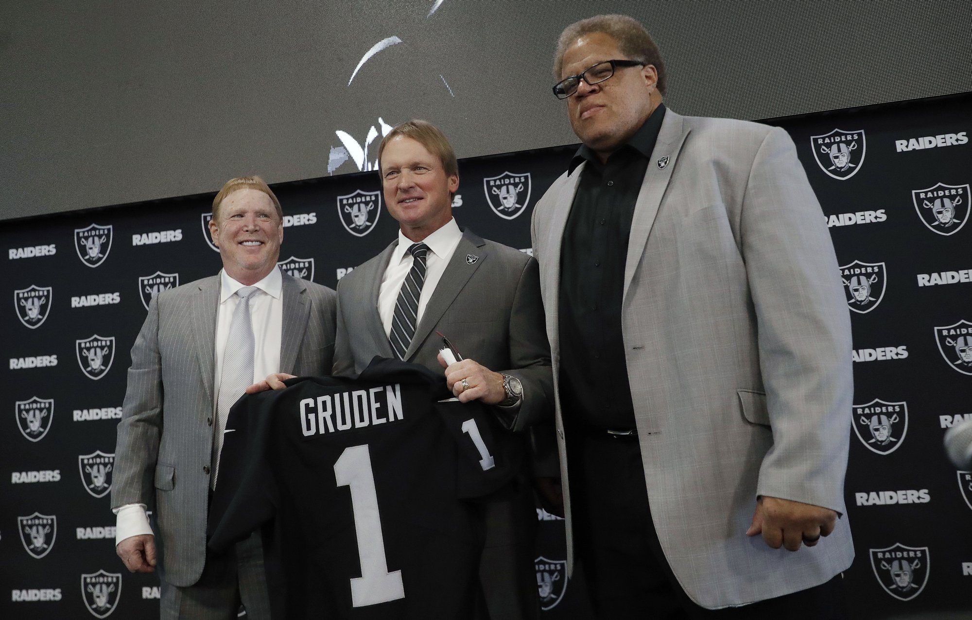 Jon Gruden, Mark Davis, Reggie McKenzie