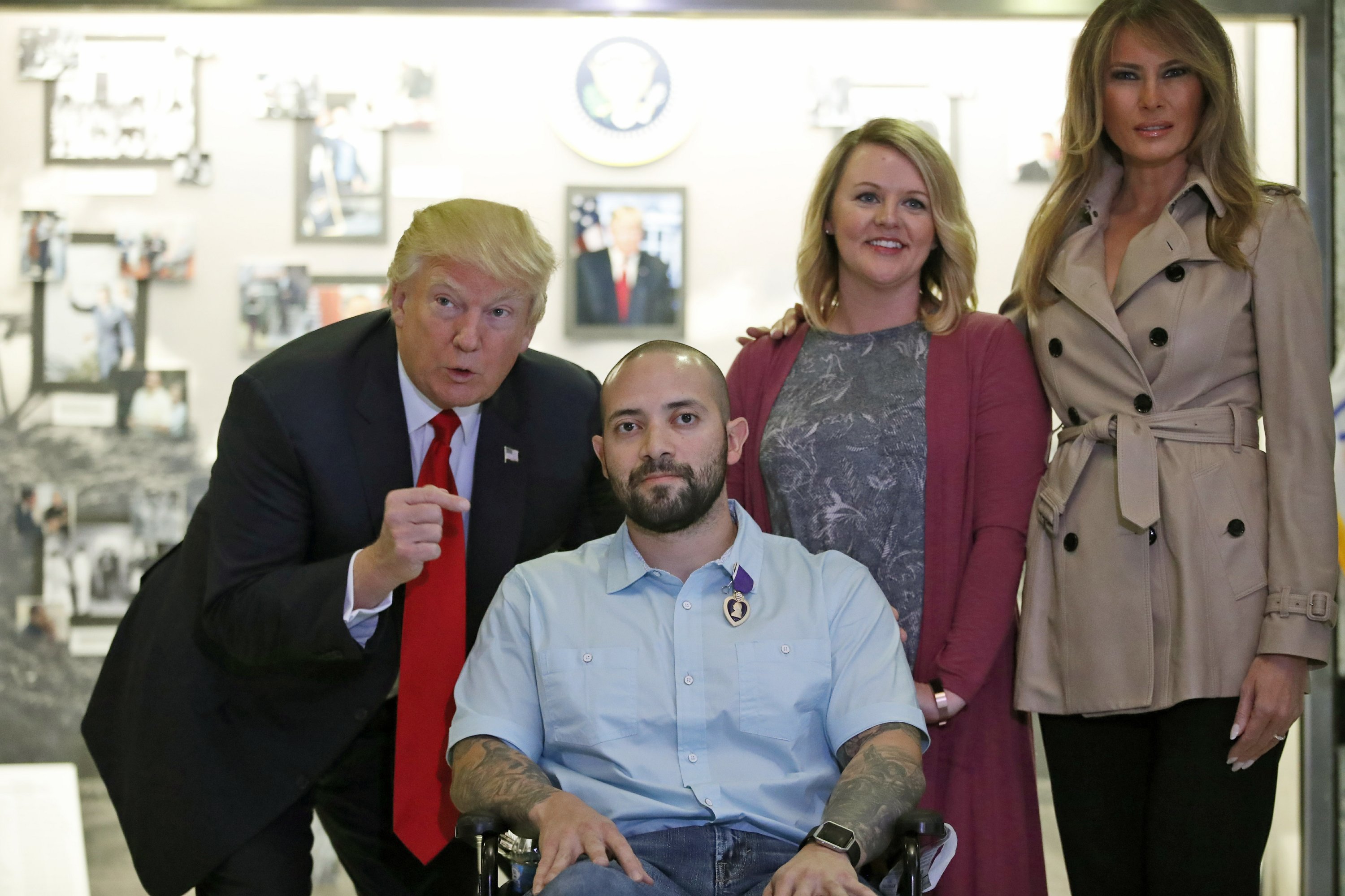 Trump awards Purple Heart at Walter Reed military hospital