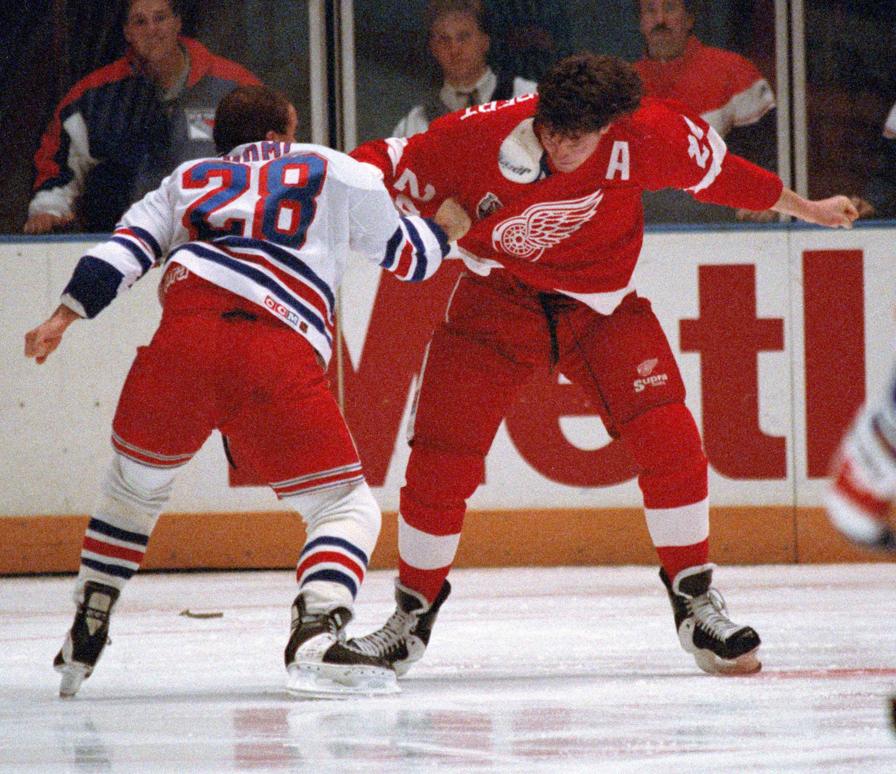 Ashes of late NHL enforcer Bob Probert spread in penalty box.