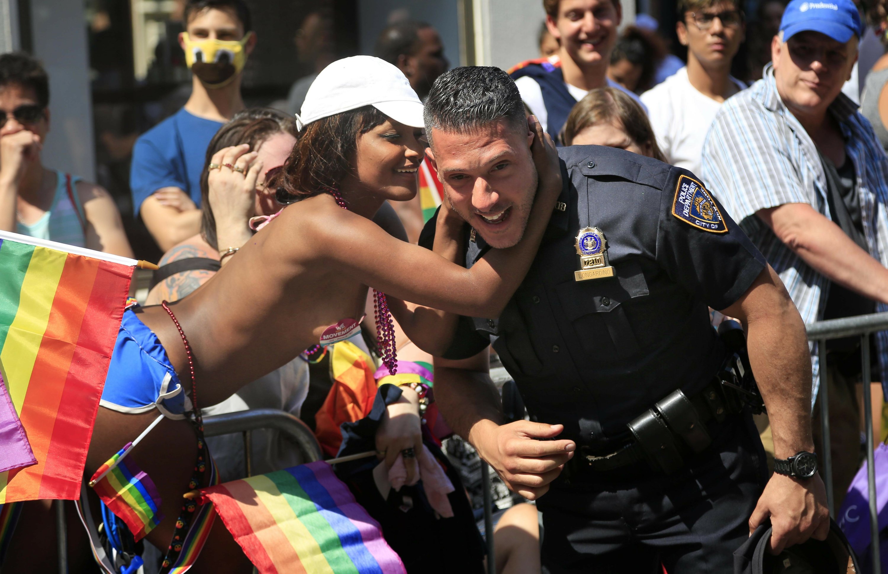 Rainbow flags, images of shooting victims at pride parades.