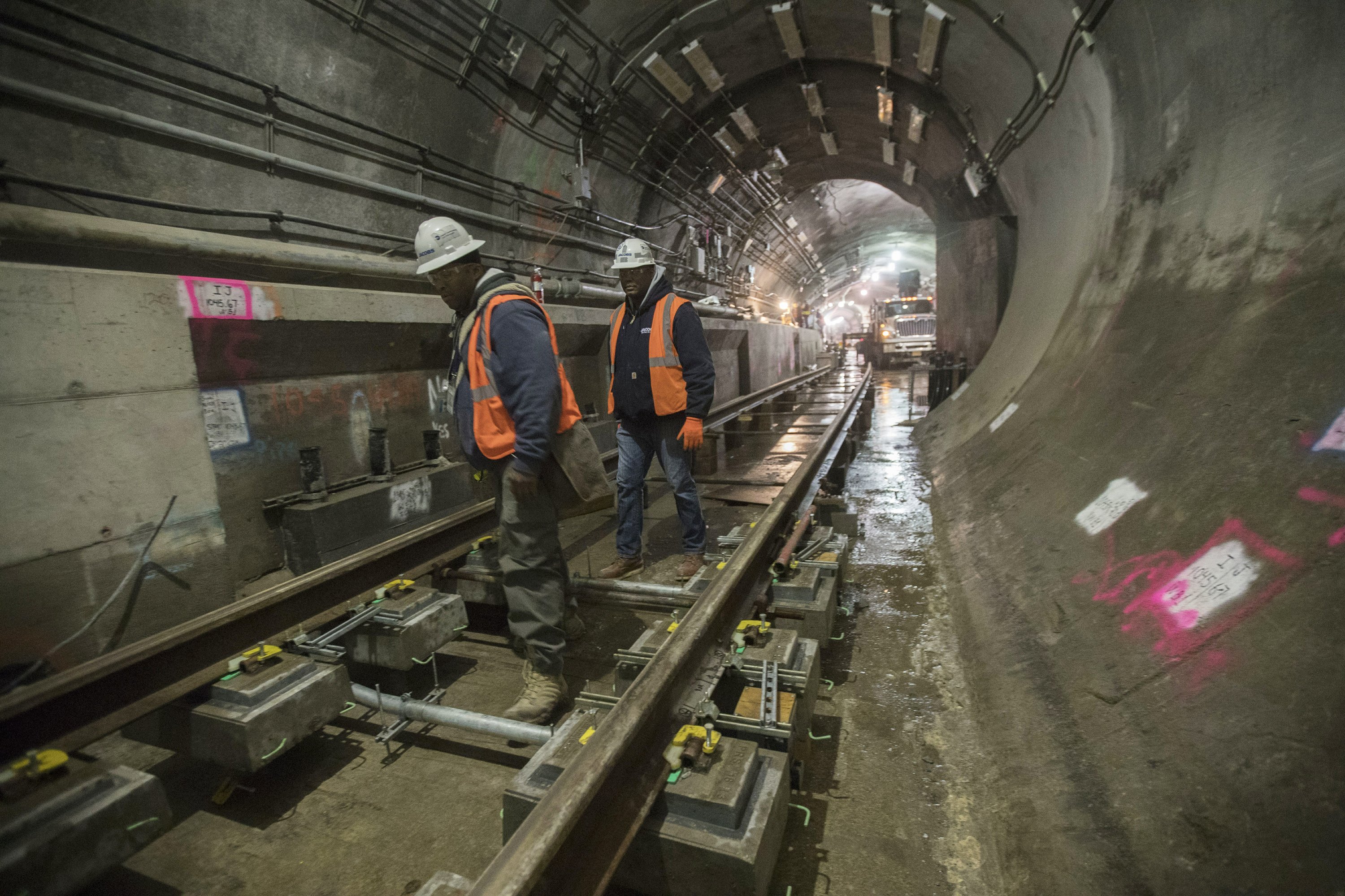Deep underground, new NYC train hub slowly takes shape