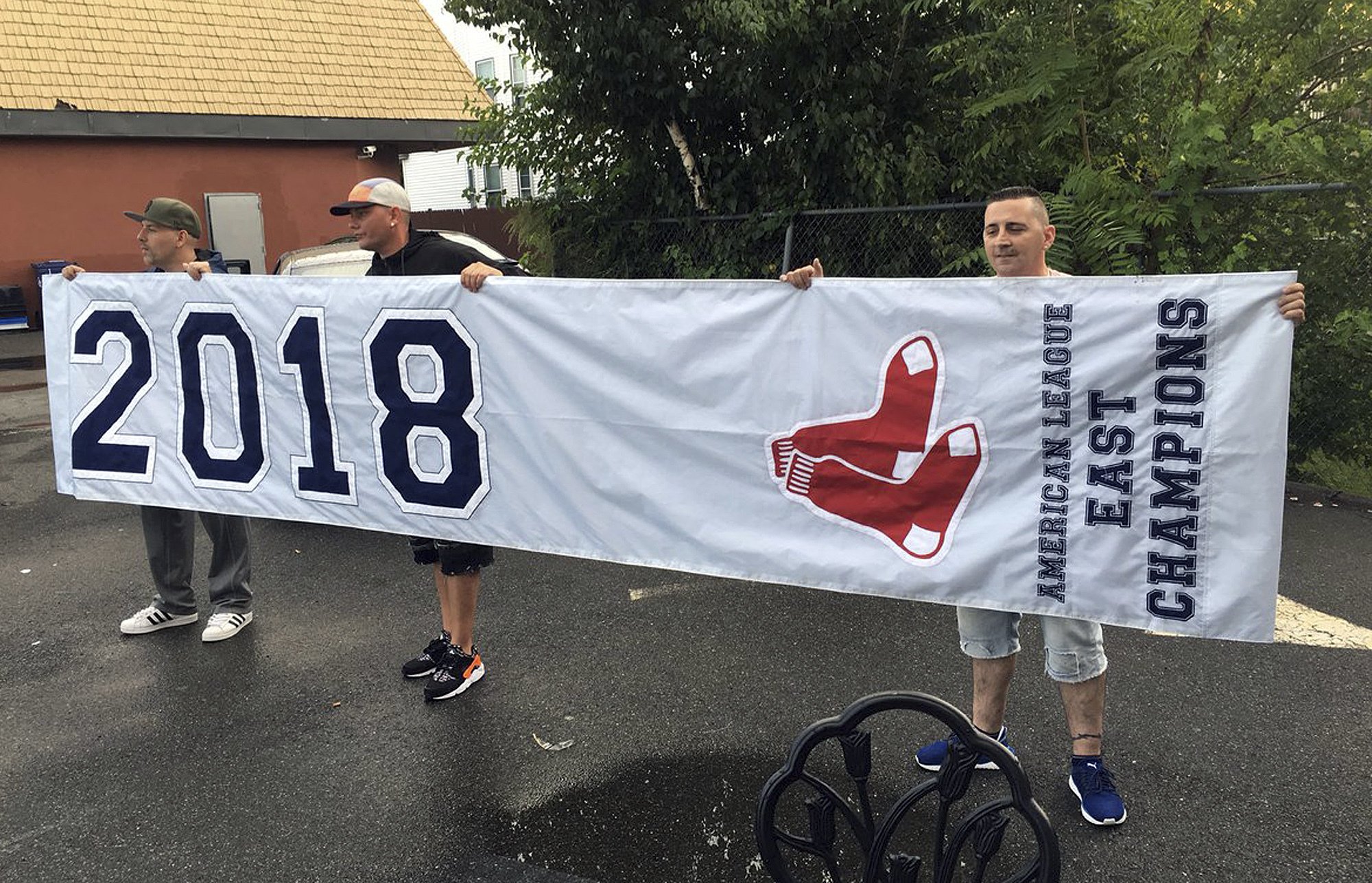 Too Soon Fans Find Red Sox Division Title Banner In Street