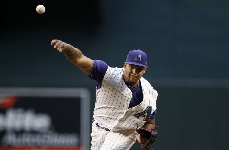 Arizona Diamondbacks' Taijuan Walker throws a pitch against the San Diego Padres during the first inning of a baseball game Thursday, April 27, 2017, in Phoenix. (AP Photo/Ross D. Franklin)
