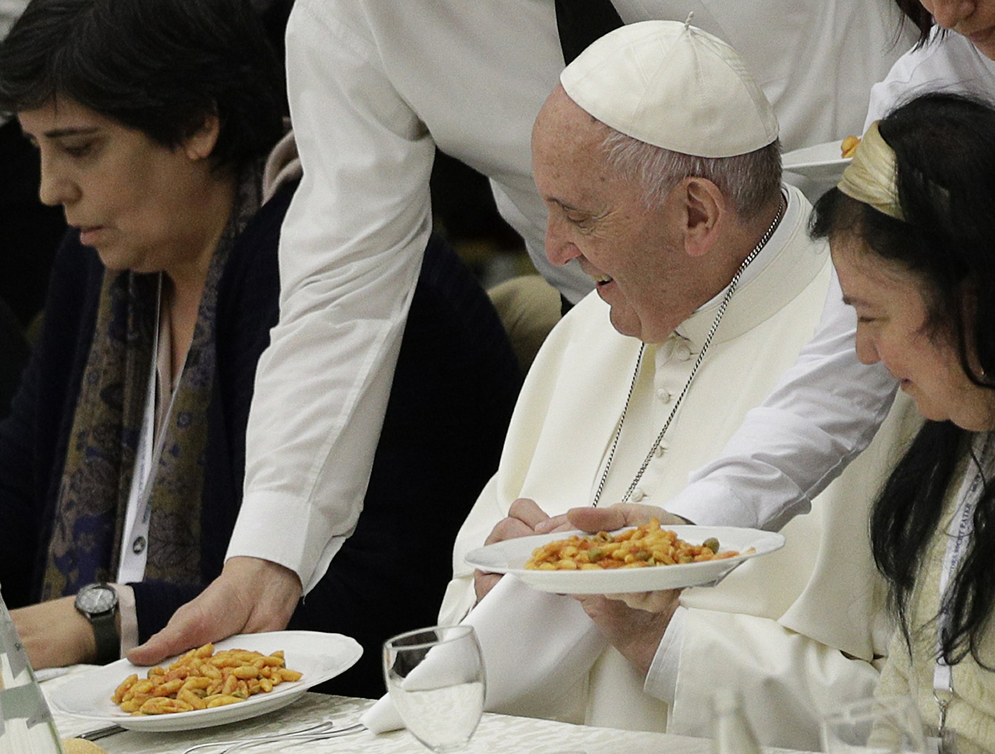 Image result for Pope Francisâ lunch with the poor