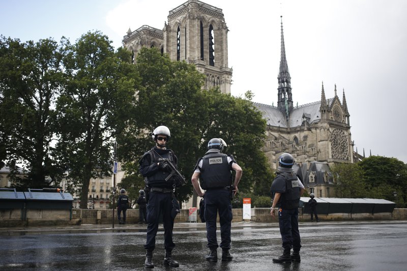 Image result for images of police guarding Notre Dame in Paris