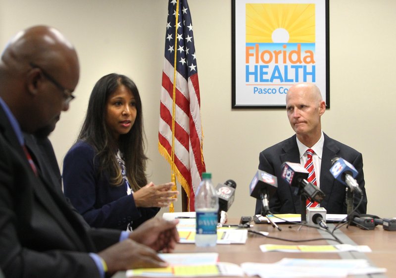 Florida 5 New Zika Cases Including 1 In The Tampa Bay Area Rick Scott Right And Florida Surgeon General Dr Celeste Philip Left Speak With Local Officials During A Zika Preparedness Roundtable At The