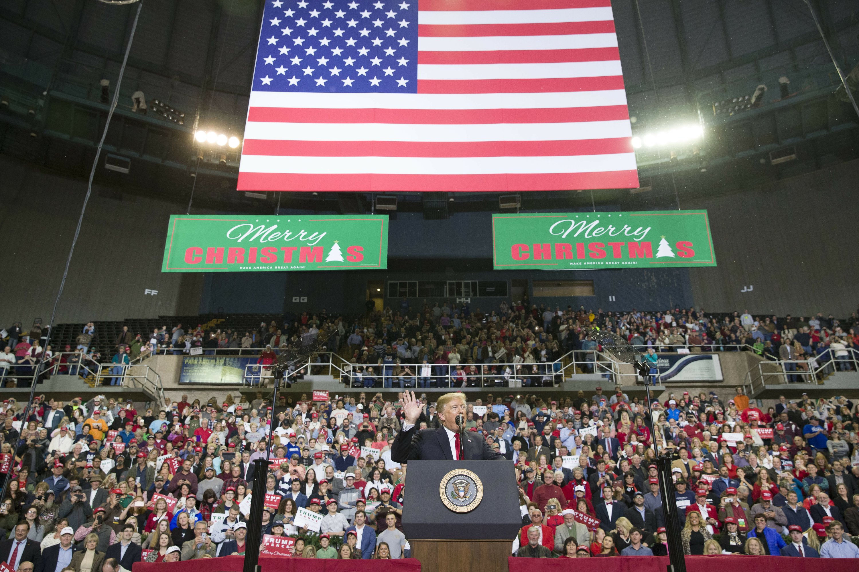 The Latest Coliseum decked out in Christmas decor for Trump AP News