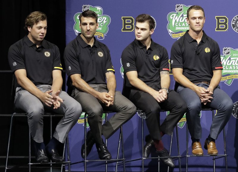 Charlie McAvoy, Patrice Bergeron, Alex DeBrincat, Jonathan Toews