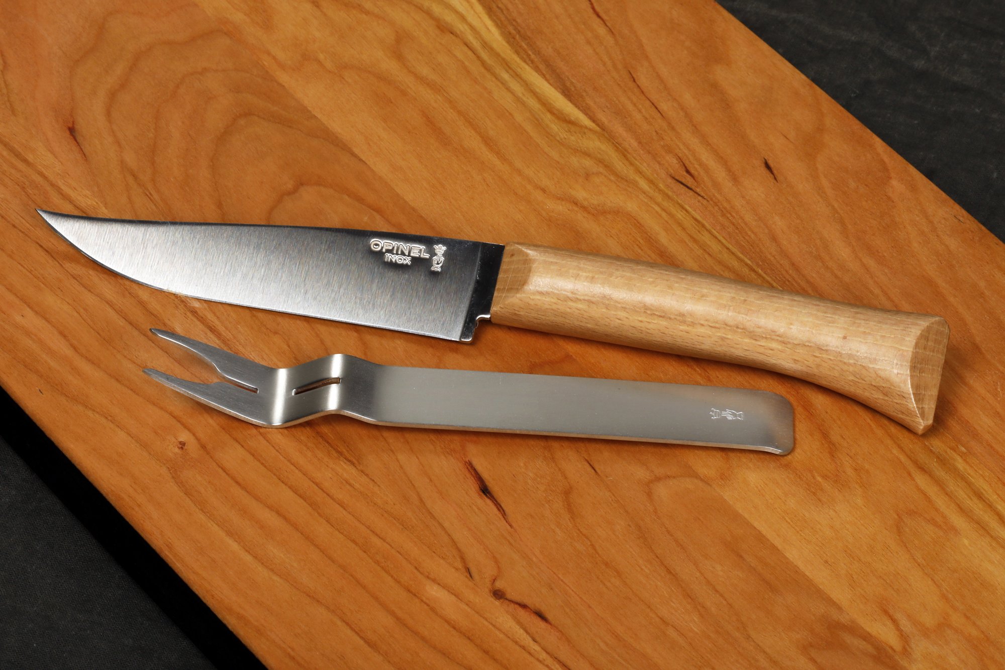 Opinel Cheese Knife and Fork Set