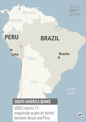 Bolivia Brazil Border Map Usgs Reports 7.1-Magnitude Quake On Peru/Brazil Border | Ap News