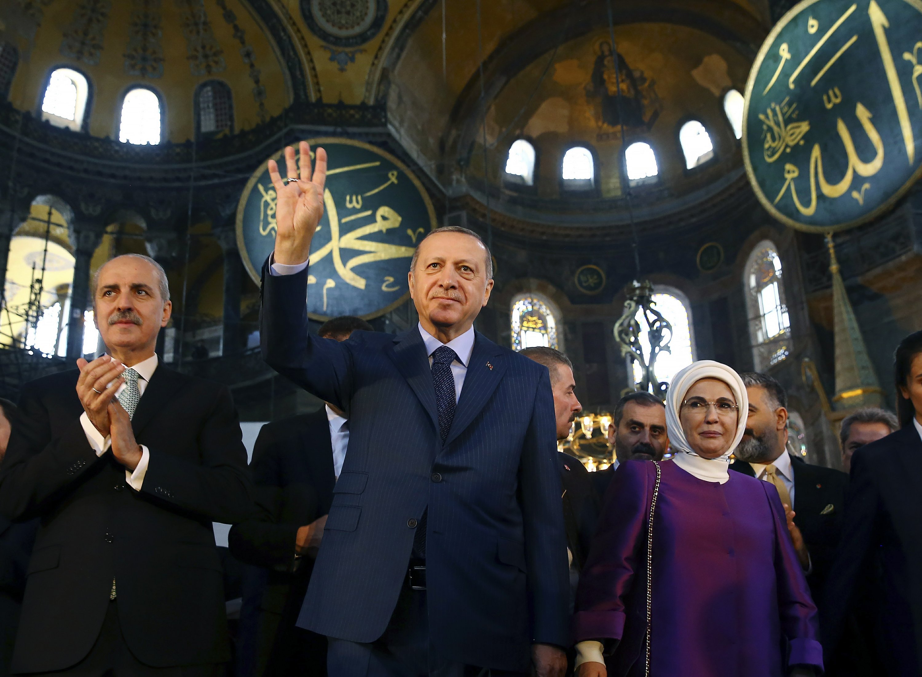 Turkish president recites Muslim prayer at the Hagia Sophia