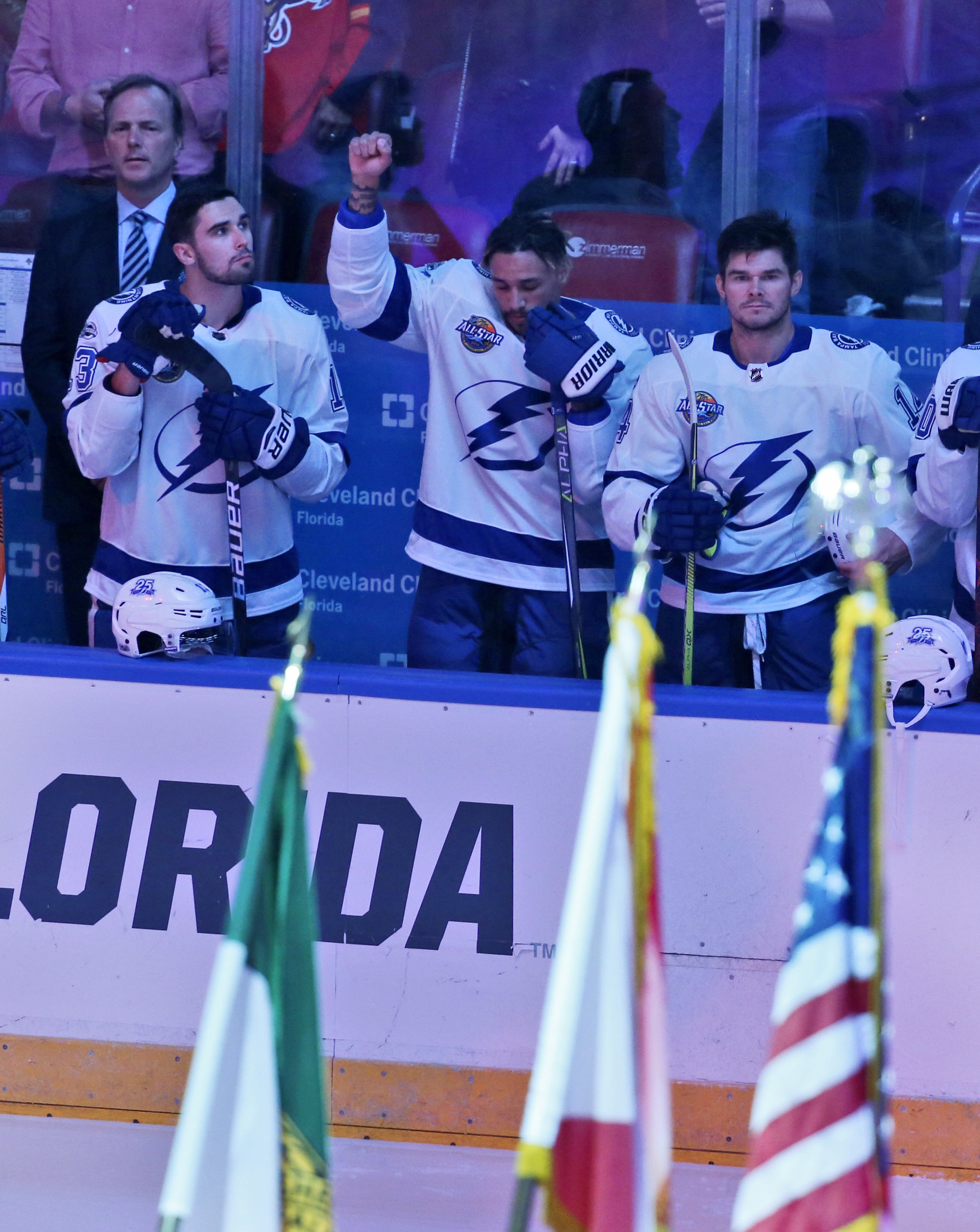 Lightning F . Brown raises fist during national anthem | AP News