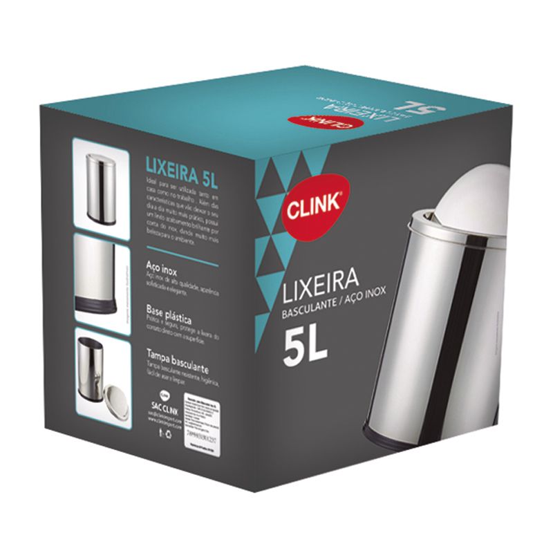 LIXEIRA BASCULANTE EM ACO INOX 5L (1UN)