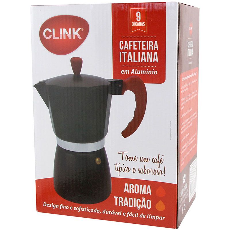 CAFETEIRA ITALIANA 9 XICARAS PRETA ALUMINIO (1UN)