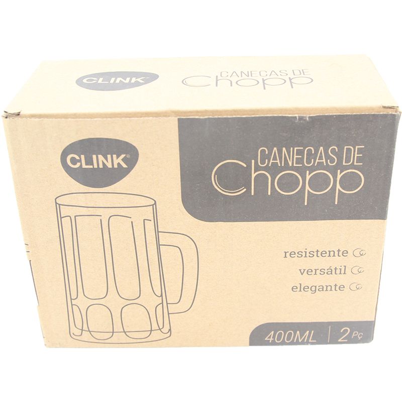 CONJUNTO 2 CANECAS CHOPP VIDRO 400ML