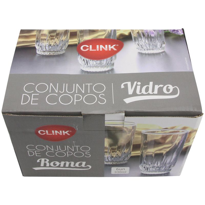 CONJUNTO 6 COPOS VIDRO 330ML 13,5X7CM (1UN)