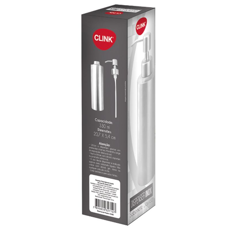 PORTA SABONETE LIQUIDO ACO INOX 20,7X5,4CM (1UN)