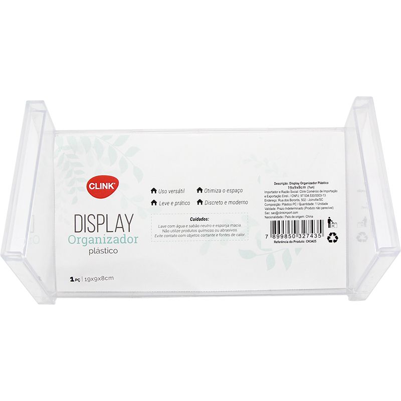 DISPLAY ORGANIZADOR PLASTICO 19X6,5X7,5CM (1UN)