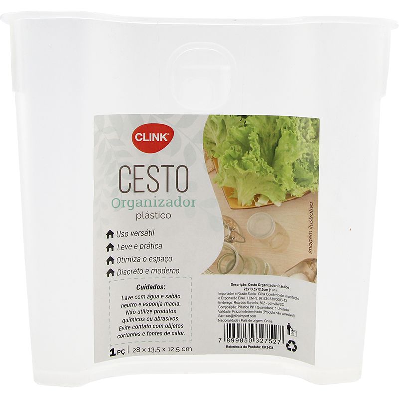 CESTO ORGANIZADOR PLASTICO 28X13,5X12,5CM (1UN)