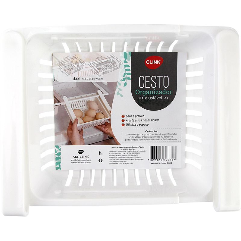 CK3460 - CESTO ORGANIZADOR GELADEIRA PLASTICO 28,5X15,6X7,5CM (1UN)