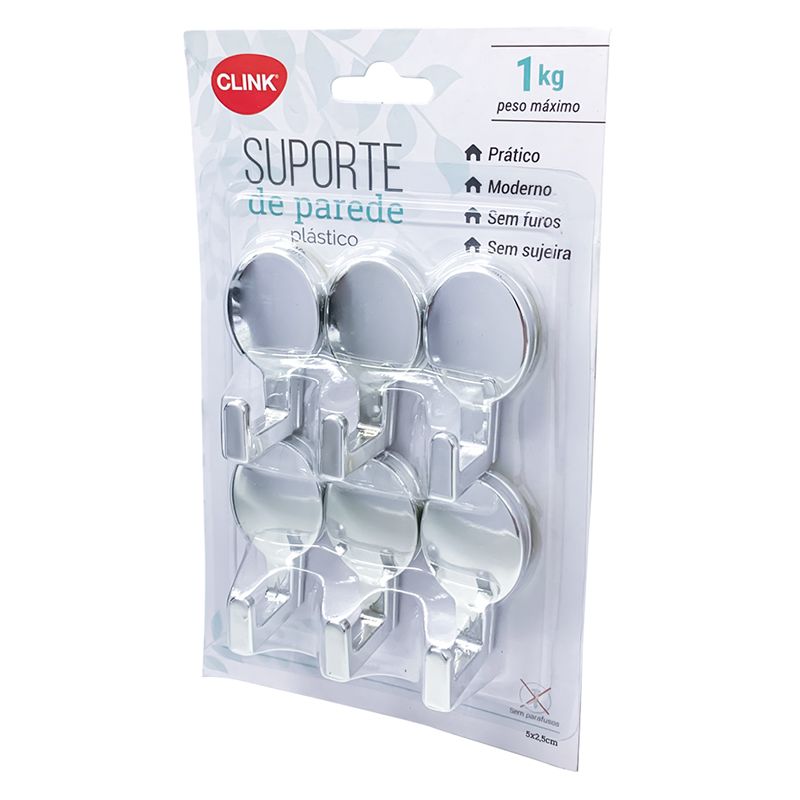 KIT 6 GANCHOS PLASTICO 5X2,5CM