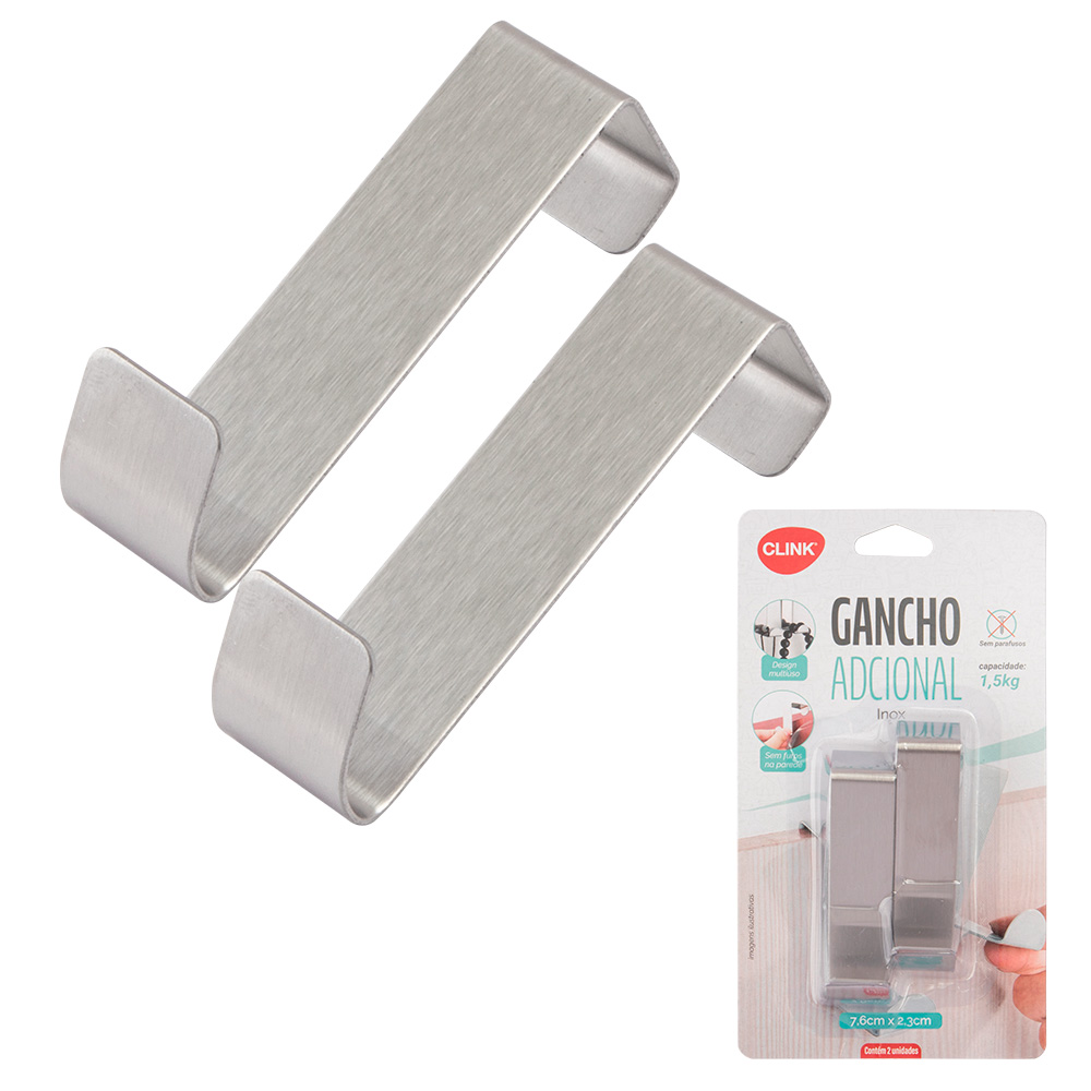 CK3555 - KIT 2 GANCHOS INOX 8X2CM