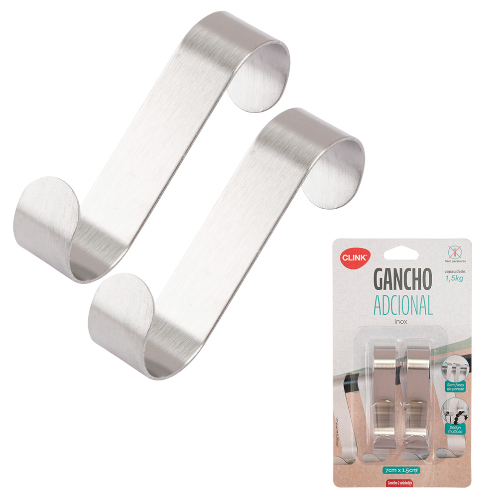 CK3557 - KIT 2 GANCHOS INOX 7X1,5CM