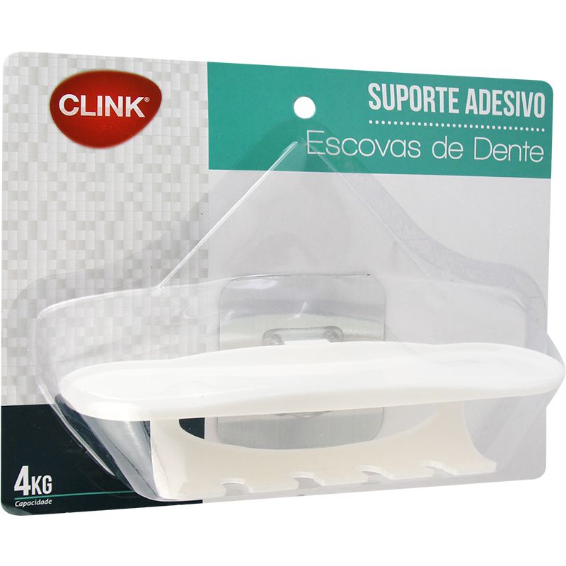 SUPORTE ESCOVA DE DENTE ADESIVO PLASTICO 18,5CM