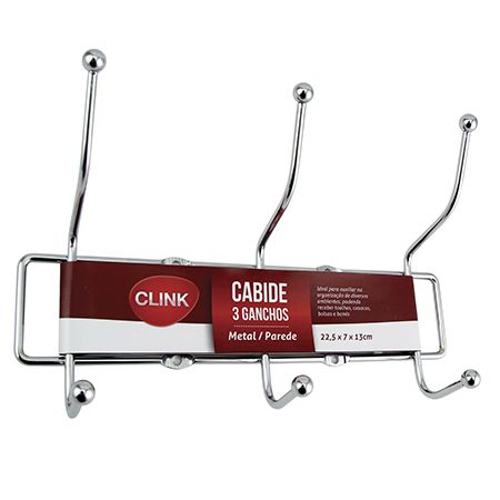 CK4064 - CABIDE PAREDE TRIPLO METAL 3,5X9,5X20,5CM