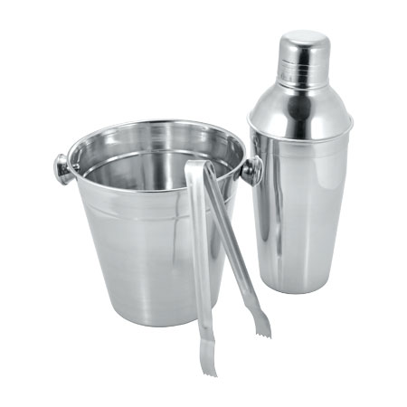 CK4088 - KIT 3 PCS BAR BALDE COQUETELEIRA 750ML PEGADOR ACO INOX