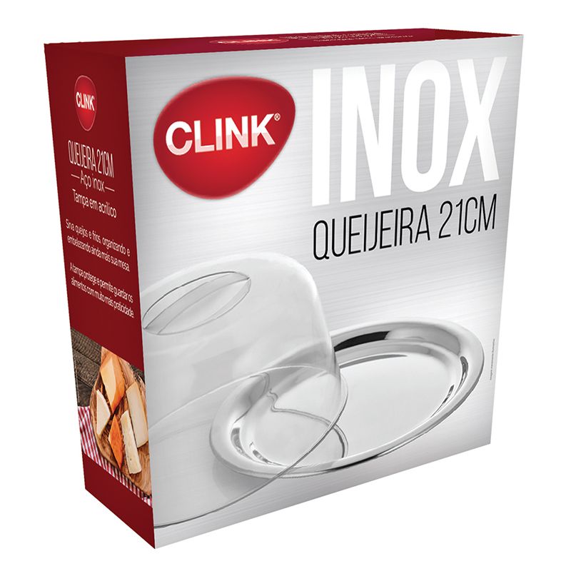 QUEIJEIRA INOX TAMPA PLASTICA 21CM