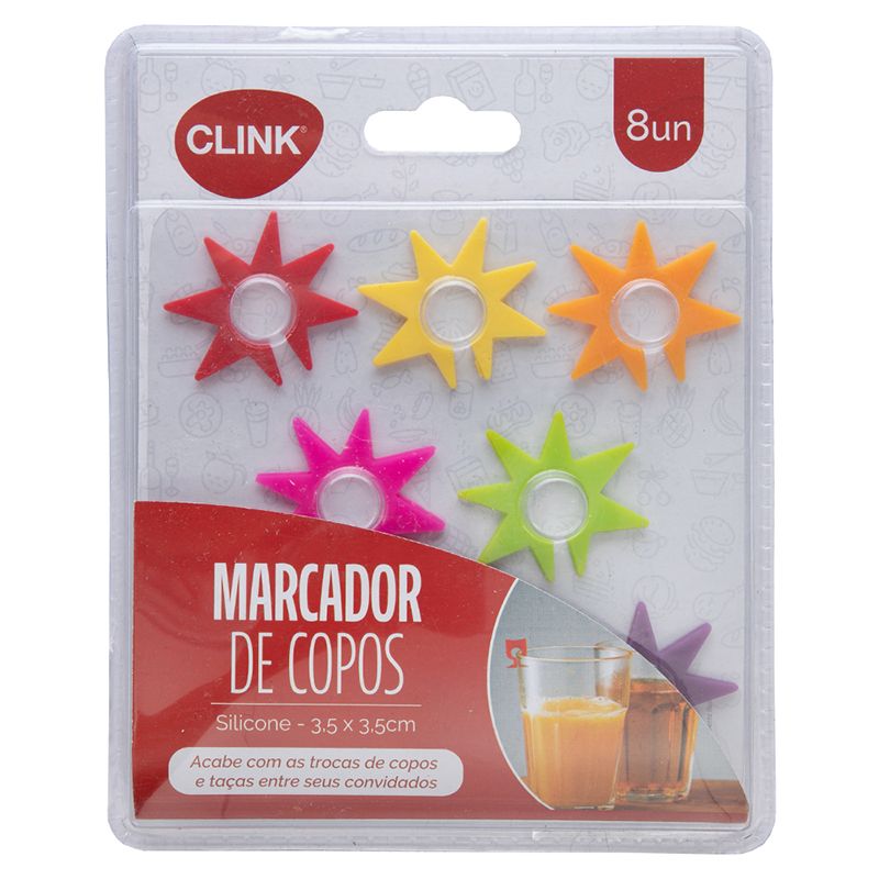 KIT 8 PCS MARCADORES COPOS SILICONE 3,5X3,5CM