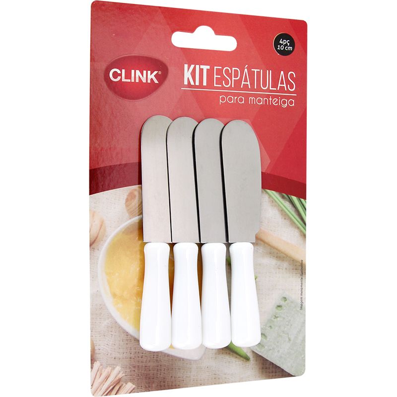 CK4581 - KIT 4 ESPATULAS INOX PLASTICO 10CM